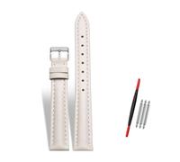 Rodsah Correa de reloj de cuero para mujer, ajustable, de 10 a 22 mm, de repuesto de cuero genuino con hebilla,Beige,17mm