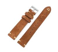 Rodsah Correa de reloj de piel de ante, de 18 mm a 24 mm, con correa vintage de repuesto y costuras hechas a mano,Marrón,21mm