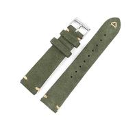 Rodsah Correa de reloj de piel de ante, de 18 mm a 24 mm, con correa vintage de repuesto y costuras hechas a mano,Verde,19mm