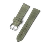 Rodsah Correa de reloj vintage de cuero de ante de 18 mm, 19 mm, 20 mm y 22 mm, pulsera de reloj de liberación rápida hecha a mano,Verde,18mm