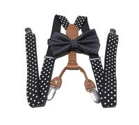 Rodsah Tirantes de pajarita con lunares para hombre y mujer, 4 pinzas ajustables de 2,5 cm de ancho para pantalones, accesorios decorativos,Negro,110x2.5cm