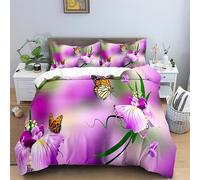 Rodths Funda Nórdica Cama 135/150 Mariposa Cama para Cremallera Suave Transpirable Microfibra Funda Edredon 220x240 cm y 2 x Funda de Almohada de 50x75 cm