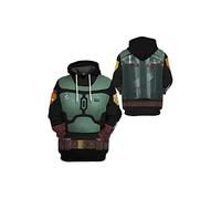 Rodwake Sudadera con capucha Boba Fett Bo Katan para hombre, sudadera rebelde, con gráfico de estrellas, anime, sin botones, Boba Fett, XX-Large