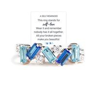 Roe Dolph Anillos de amor propio para ella, sin nadie lo tiene todo juntos, anillo de circonita cúbica rosa para mujer, anillo irregular de cristal rosa, anillo de amor propio, todas tus piezas rotas
