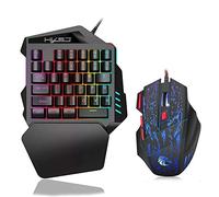 Roebii Juego de Teclado y ratón Combo Adaptador para Xbox One, PS4, PS3, Switch, Windows PC, 35 Teclas, Control con una Sola Mano, retroiluminación LED Azul, Teclado mecánico, Macro Definitionmit