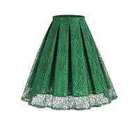 RöCke Para Mujer Elegante Falda De Encaje Retro Para Mujer En Colores Puros Falda Envolvente Femenina Intemporal Con Encaje Romántico Falda De Niña Negro, verde, S