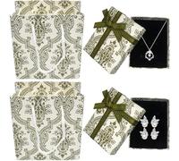 Roellgs 2 cajas de regalo pequeñas para joyas y 2 bolsas, 7 x 9 x 3 cm, para regalos, pequeñas cajas de regalo con tapas para anillos, aretes (blanco)