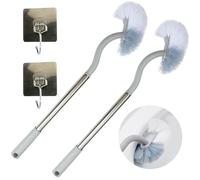 Roellgs 2 cepillos de inodoro de mango largo con ganchos para inodoro de baño, cepillo de limpieza en ángulo de diseño curvado para limpieza profunda