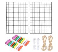 Roellgs 2 paredes de fotos decorativas de hierro negro, 65 cm x 45 cm, pared de fotos de rejilla, soporte de exhibición multifuncional para decoración de pared, decoración de bricolaje, tablero de