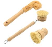 Roellgs 3 juegos de cepillos naturales para lavar platos, 2 cepillos naturales para macetas +1 cepillo para botella de coco para plantas, ollas, lavabos
