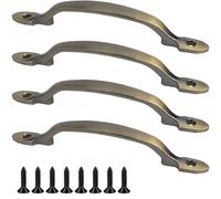 Roellgs 4 piezas Tiradores de Puerta, Tirador en D, Tirador de Puerta para Puertas de Madera, Adecuado para Baño Graneros Cobertizo Tirador Armario (Color Retro)