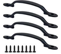 Roellgs 4 piezas Tiradores de Puerta, Tirador en D, Tirador de Puerta para Puertas de Madera, Adecuado para Baño Graneros Cobertizo Tirador Armario (Negro)