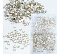 Roellgs Diamantes de imitación Hotfix, 1440 piezas de diamantes de imitación de cristal con parte trasera plana, gemas de fijación en caliente para ropa, decoración de bricolaje (blanco SS8)