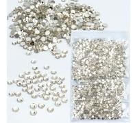 Roellgs Diamantes de imitación Hotfix, 1440 piezas de diamantes de imitación de cristal con parte trasera plana, gemas de fijación en caliente para ropa, decoración de bricolaje (blanco SS12)