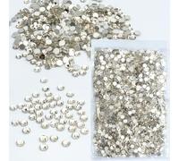 Roellgs Diamantes de imitación Hotfix, 1440 piezas de diamantes de imitación de cristal con parte trasera plana, gemas de fijación en caliente para ropa, decoración de bricolaje (blanco SS16)