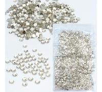 Roellgs Diamantes de imitación Hotfix, 1440 piezas de diamantes de imitación de cristal con parte trasera plana, gemas de fijación en caliente para ropa, decoración de bricolaje (blanco SS10)