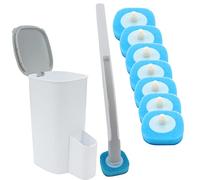 Roellgs Escobilla de inodoro desechable con soporte, kit de barra de inodoro de pared, sistema de limpieza de inodoro desechable con 8 cabezales cambiadores de inodoro (kit de barra de inodoro)