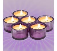 Roellgs Juego de 12 portavelas pequeños de color ámbar, 2.2 x 1.4 pulgadas, mini portavelas de cristal marrón, decoración del hogar, portavelas transparente para centros de mesa y decoración de boda