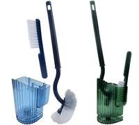 Roellgs Juego de 2 cepillos de inodoro mejorados, cepillo de inodoro de mango largo, delgado y compacto, cepillo de inodoro resistente, limpieza profunda, con cepillo para grietas