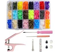 Roellgs Juego de 360 botones de plástico T5 con alicates a presión para coser ropa, baberos, impermeables, herramientas de manualidades (alicates rosas)