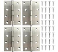 Roellgs Juego de 4 bisagras de 100 mm x 70 mm, bisagras de acero inoxidable para puertas de 4 pulgadas, bisagras para puertas interiores y exteriores, bisagras para puertas de madera, bisagras de