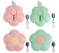 Roellgs - Juego de 4 mini cortadores retráctiles con clip fácil de colgar