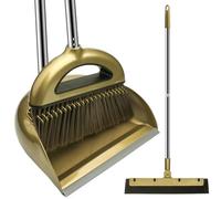 Roellgs Juego de escoba de tres piezas con peine, resistente al viento, vertical, mango largo, recogedor, combinación para limpieza del hogar