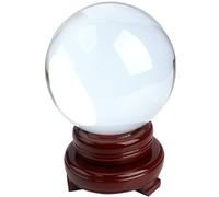 Roellgs K9 - Esfera de cristal transparente de 100 mm, para cámara de meditación, adivinación, sesión de fotos, hogar, oficina, decoración de paisaje, decoración artística con base de madera