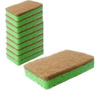 Roellgs Paquete de 10 esponjas de cocina naturales, ecológicas y compostables, biodegradables, productos de limpieza para almohadillas de lavado resistentes, estropajos sin arañazos