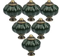 Roellgs Paquete de 12 pomos de cerámica para puerta, pomos de cerámica de calabaza vintage con tornillos de montaje, manijas antiguas de armario de cocina para tocador (verde)