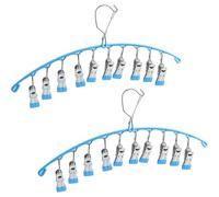 Roellgs Paquete de 2 perchas de secado, estante de secado de acero inoxidable, colgador de goteo con 10 clavijas para ropa interior, calcetines, brasier, panty, guantes, resistente al viento, retira