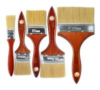Roellgs Paquete de 5 pinceles de pintura de hoja gruesa, pinceles de tinción para paredes y vallas, pinceles de pintura de mampostería con mango de madera para barniz, pasta y polvo de yeso