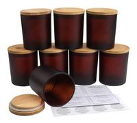 Roellgs Paquete de 8 tarros de vela mate de 10 onzas con tapas de bambú, tarros vacíos de vidrio grueso para hacer velas, aptos para lavavajillas, a granel. (marrón mate)