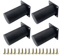 Roellgs Patas redondas de metal negro para muebles, patas de armario con tornillos de montaje para camas de oficina en casa y encimeras (10 cm) (10 cm)