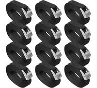 ROELLY 12 Piezas de Cinchas de Amarre, Cinchas de Amarre Pequeñas de 1 m, Correa de Amarre Ajustables con Cierre de Clip, Correas Tensoras, Adecuadas para Motocicletas, Bicicletas,Camping, Negro