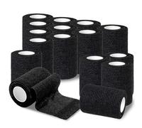 ROELLY 24 Rollos de Tape Crossfit, Esparadrapo Deportivo 5cm x 4,5 m, Venda Cohesiva,Vendas de Primeros Auxilios para Muñecas,Tobillos, Se Pueden Usar para Personas o Animales Pequeños, Negro