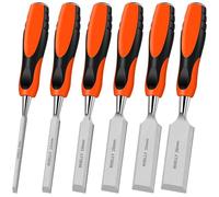 ROELLY Formones para Madera de 6 Piezas, 6, 12, 19, 25, 32, 38 mm, Cinceles para Madera,Juego de Formones para Madera,Hojas Afiladas con Mangos Cómodos para Tallar Madera
