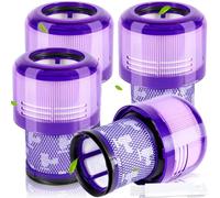 ROELLY Kit 4 Filtros para Dyson V11,V15,SV14,SV17,SV22-Incluye 4 Filtros de Alta Eficiencia y 1 Cepillo de Limpieza,Reutilizables y Lavables,Captura 99.97% de Partículas,Reemplaza #970013-02 &97001302