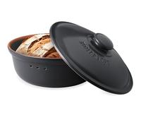 Römertopf Brottopf Rundtopf 30 cm Ø - Brotkasten Schwarz aus Keramik - Atmungsaktiver Tontopf für langlebige Fresh von Brot und Brötchen