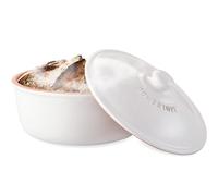 Römertopf Molde para pan de cerámica Ø 23 cm, blanco, corteza crujiente | Barro natural, Ø 23 x 13 cm, para pan casero y masa madre, corteza crujiente, apta para lavavajillas
