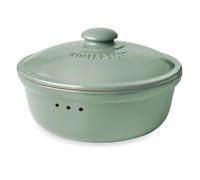 Römertopf - Panera redonda de cerámica, Ø 30 cm, recipiente de barro transpirable para conservar el pan fresco, color verde