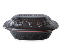 Römertopf RUSTICO - Cazuela individual de cerámica con tapa, 1,2 L para 1 persona, para guisar y asar, apta para horno y lavavajillas, negro
