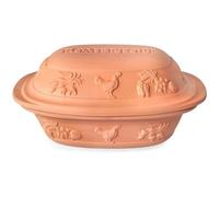 Römertopf RUSTICO - Olla de barro natural sin esmaltar, 3 L, para cocer al vapor y asar jugoso en el horno, color terracota