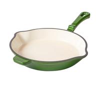 Römertopf - Sartén de hierro fundido (24 cm, revestimiento de esmalte, todo tipo de fuegos, inducción, apta para horno a 250 °C, para filetes, patatas fritas, pescado, sartenes sin PFAS), color verde