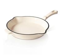 Römertopf - Sartén de hierro fundido (28 cm, revestimiento de esmalte, todo tipo de fuegos, inducción, apta para horno a 250 °C, para filetes, patatas fritas, pescado, sartenes sin PFAS, crema