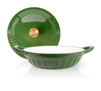 Römertopf - Sartén de hierro fundido con tapa (28 cm, revestimiento esmaltado, todo tipo de fuegos, incluye inducción, apta para horno a 250 °C, para freír y cocer, sin PFAS), color verde
