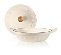 Römertopf - Sartén de hierro fundido con tapa (28 cm, revestimiento esmaltado, todo tipo de fuegos, inducción, apta para horno a 250 °C, para freír y guisar, sin PFAS), color crema