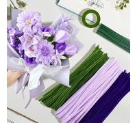 ROEOWENE 300pcs Alambre de Chenilla Manualidades 30cmx6mm Limpia Pipas Alambre de Chenilla Bastoncillos Limpiapipas de Colores Pipe Cleaner Crafts para Niños DIY Bricolaje Decoración Flores-púrpura