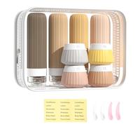 ROEOWENE 8pcs Botellas de Viaje para Rellenar Silicona Botes Viaje Rellenables 90ml Travel Bottles for Toiletries Tarros de Crema Recipiente para Champú,Loción,Cosméticos,Shampoo-Marrón
