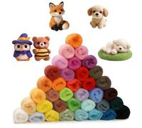 ROEOWENE Lana de fieltro, 36 colores, 3 gramos, lana de cuento de hadas para fieltrar lana, lana de oveja para fieltro seco, fieltro húmedo, juego de iniciación para tejer, manualidades, manualidades
